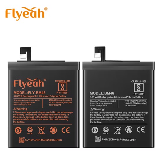 Two black FLYEAH BM46 replacement batteries
